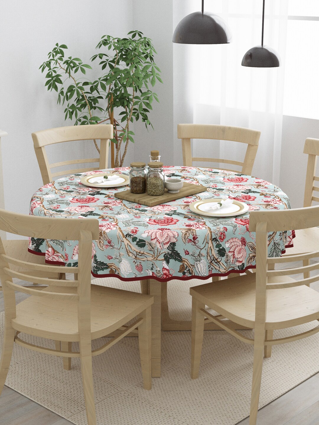 

Clasiko Pink Printed Cotton 6-Seater Table Covers