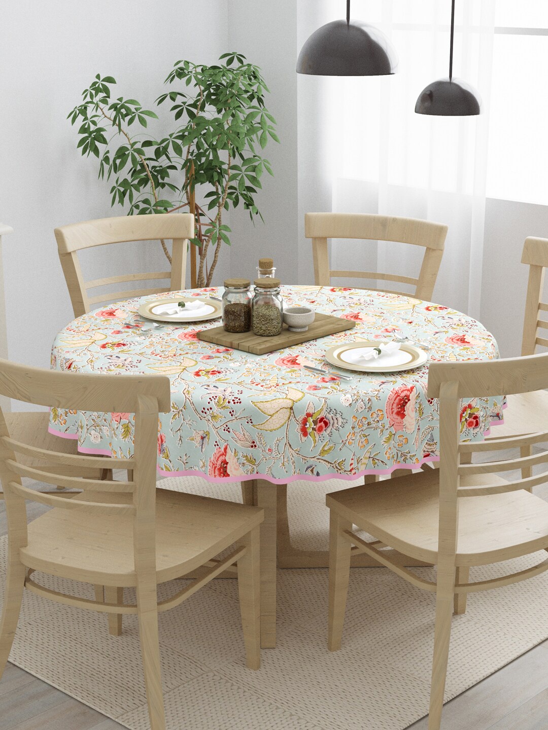 

Clasiko Orange Printed Cotton 6-Seater Table Covers