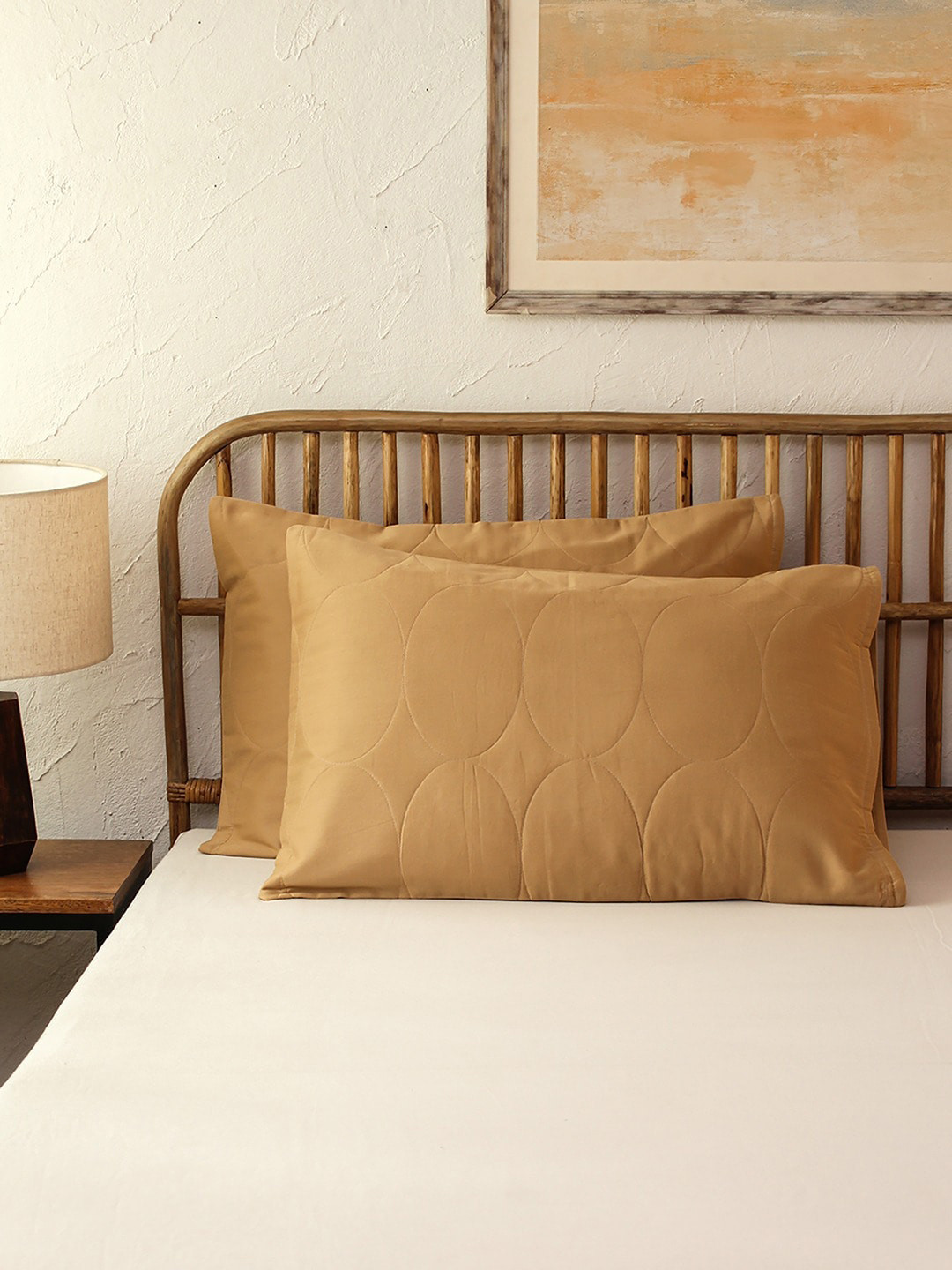 

House This Beige 2 Pieces Pure Cotton Pillow Covers