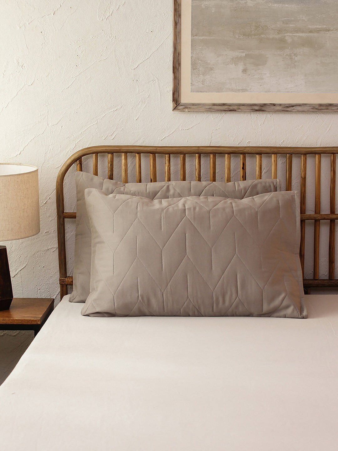 

House This Dhanesh Grey Striped Pure Cotton Pillow Cover