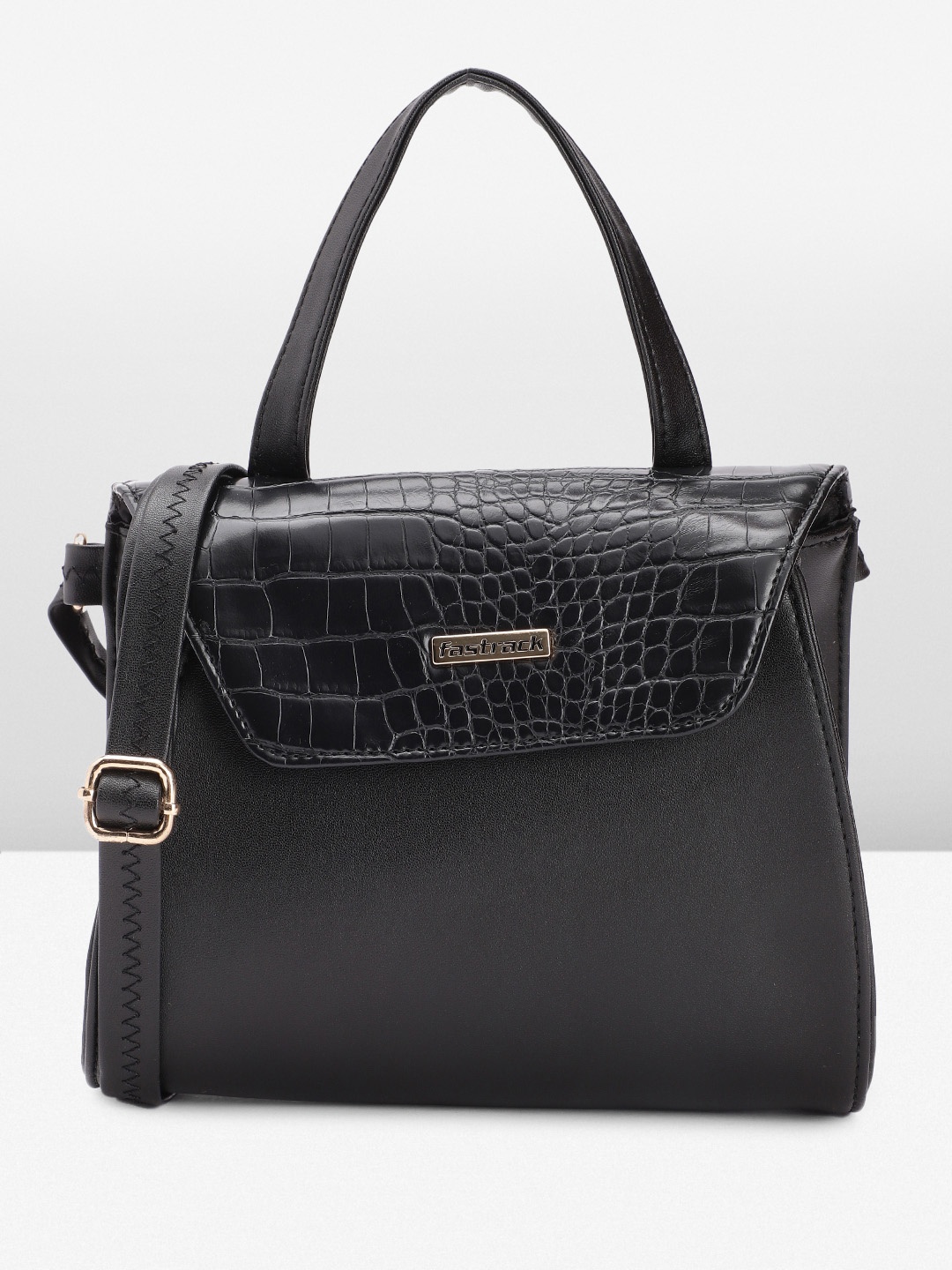 

Fastrack Animal Textured Structured Satchel, Black