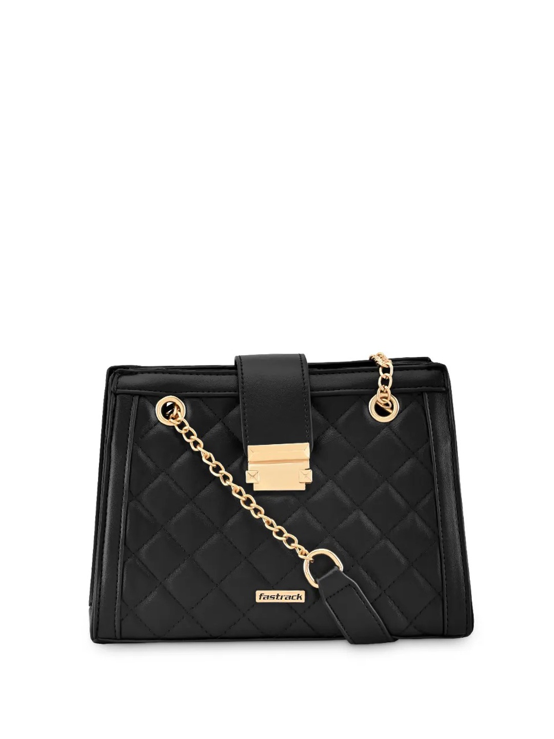 

Fastrack Women Solid Quilted Structured Shoulder Bag, Black