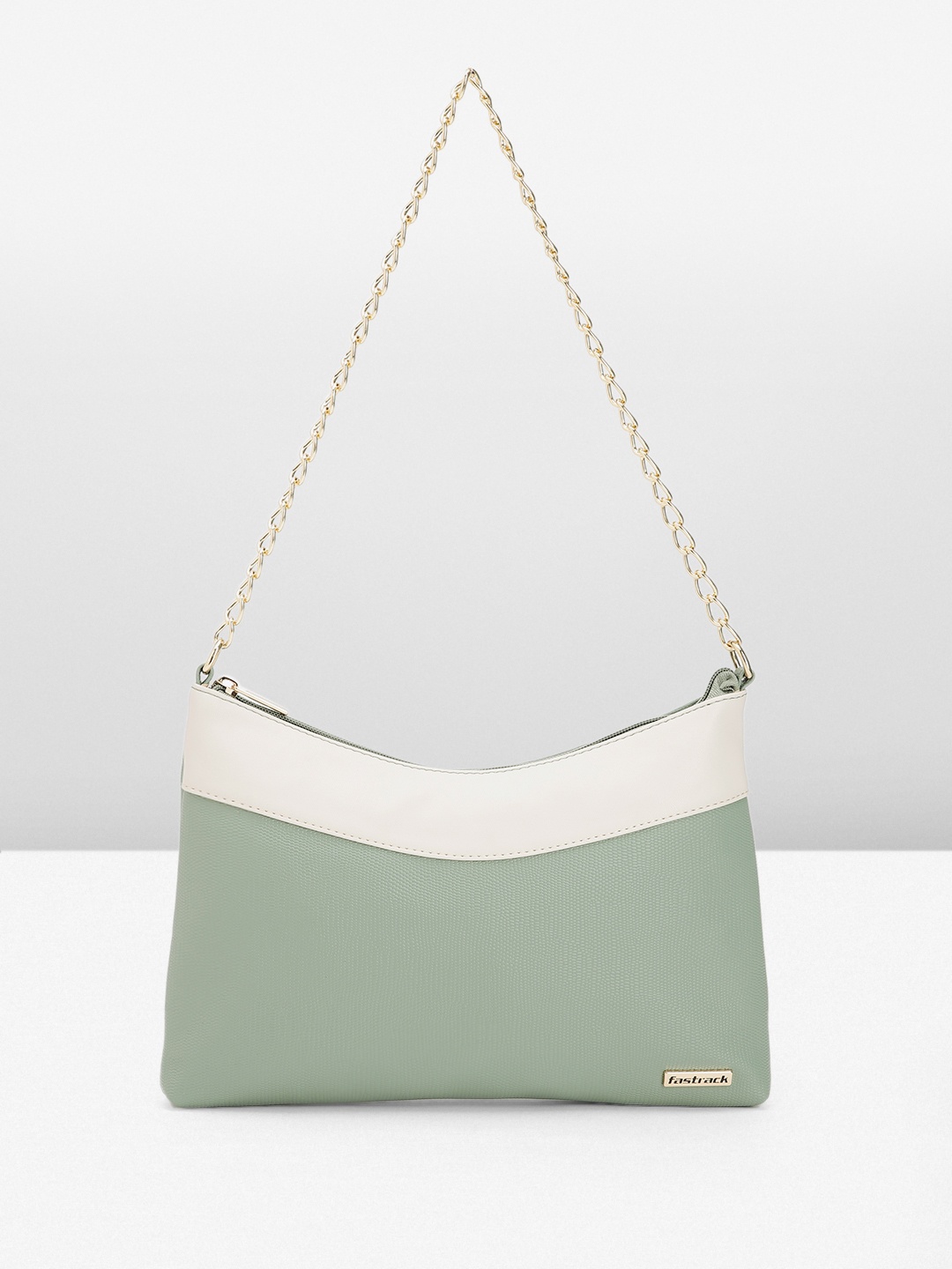 

Fastrack Colourblocked Structured Sling Bag, Green