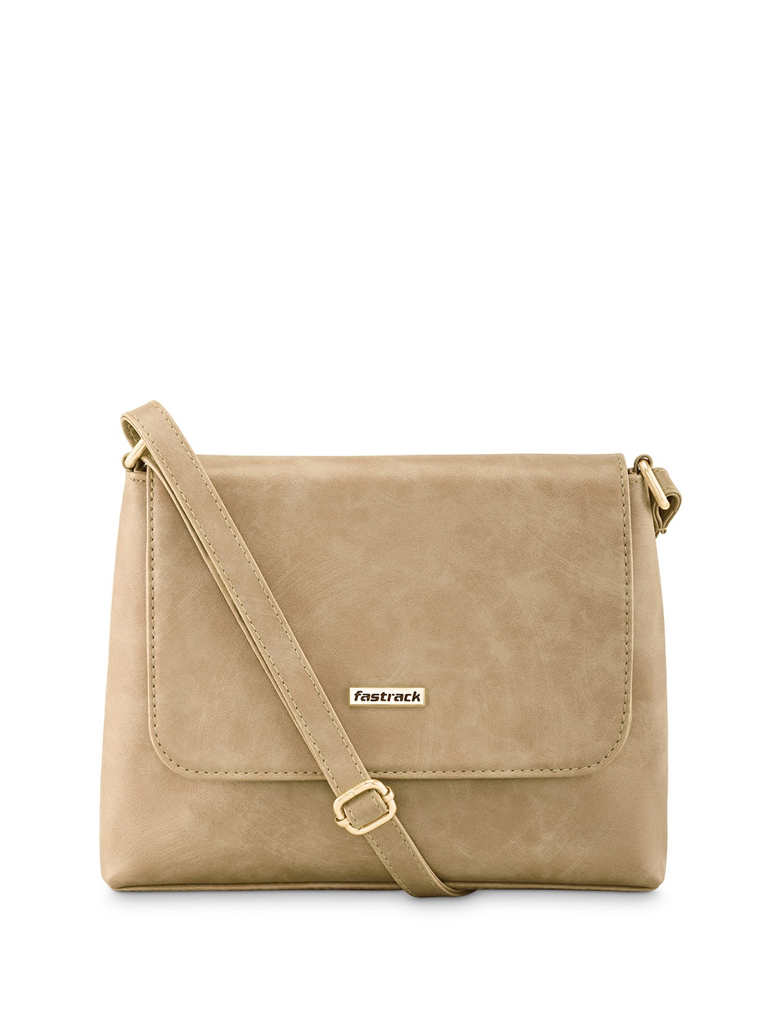 

Fastrack Women Solid Structured Sling Bag with Button Closure, Beige