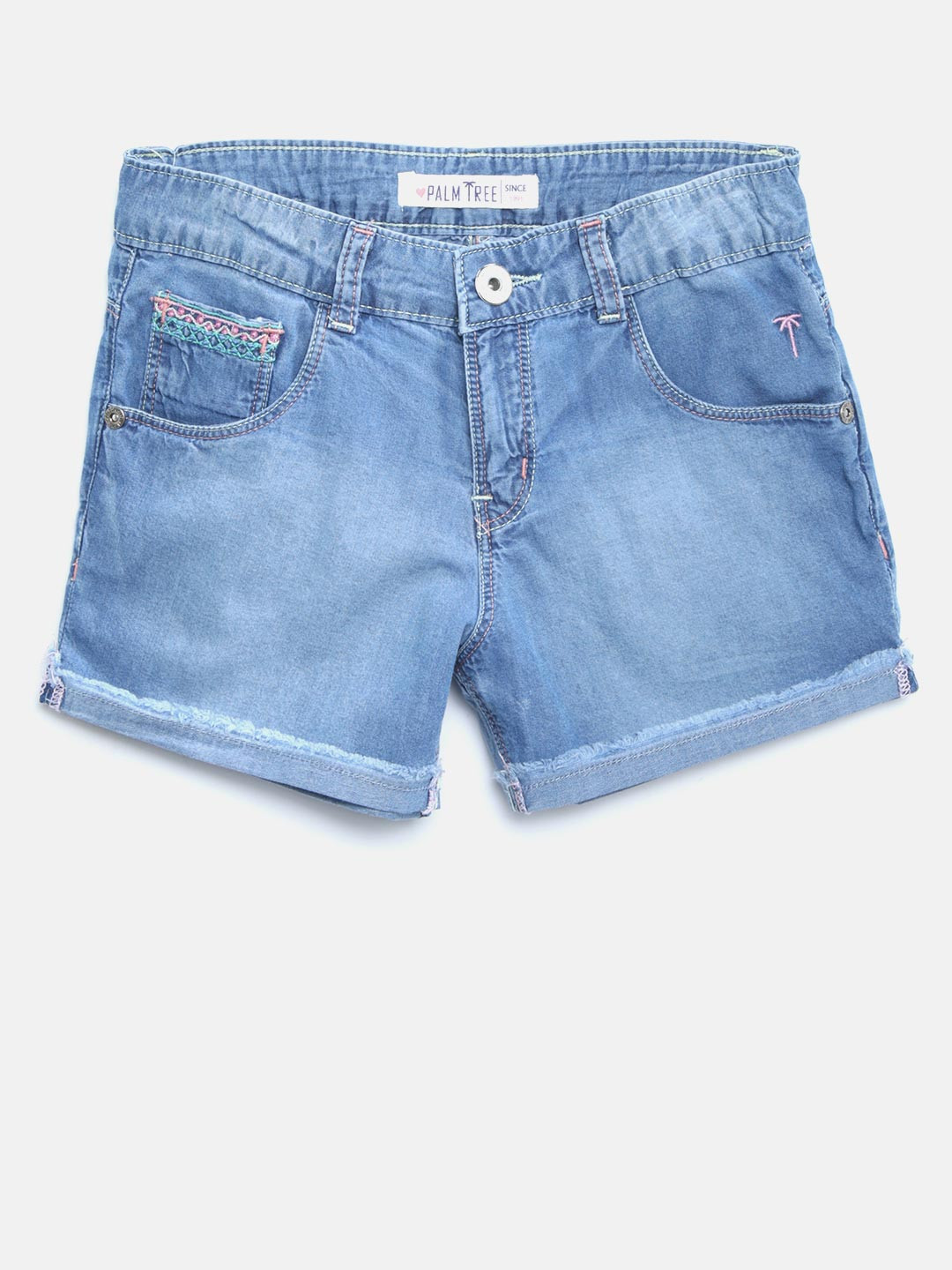 

Palm Tree Girls Blue Washed Chambray Shorts