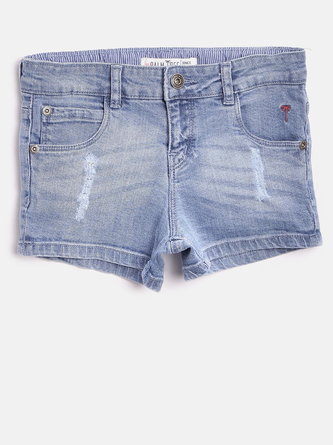 

Palm Tree Girls Blue Washed Regular Fit Denim Shorts