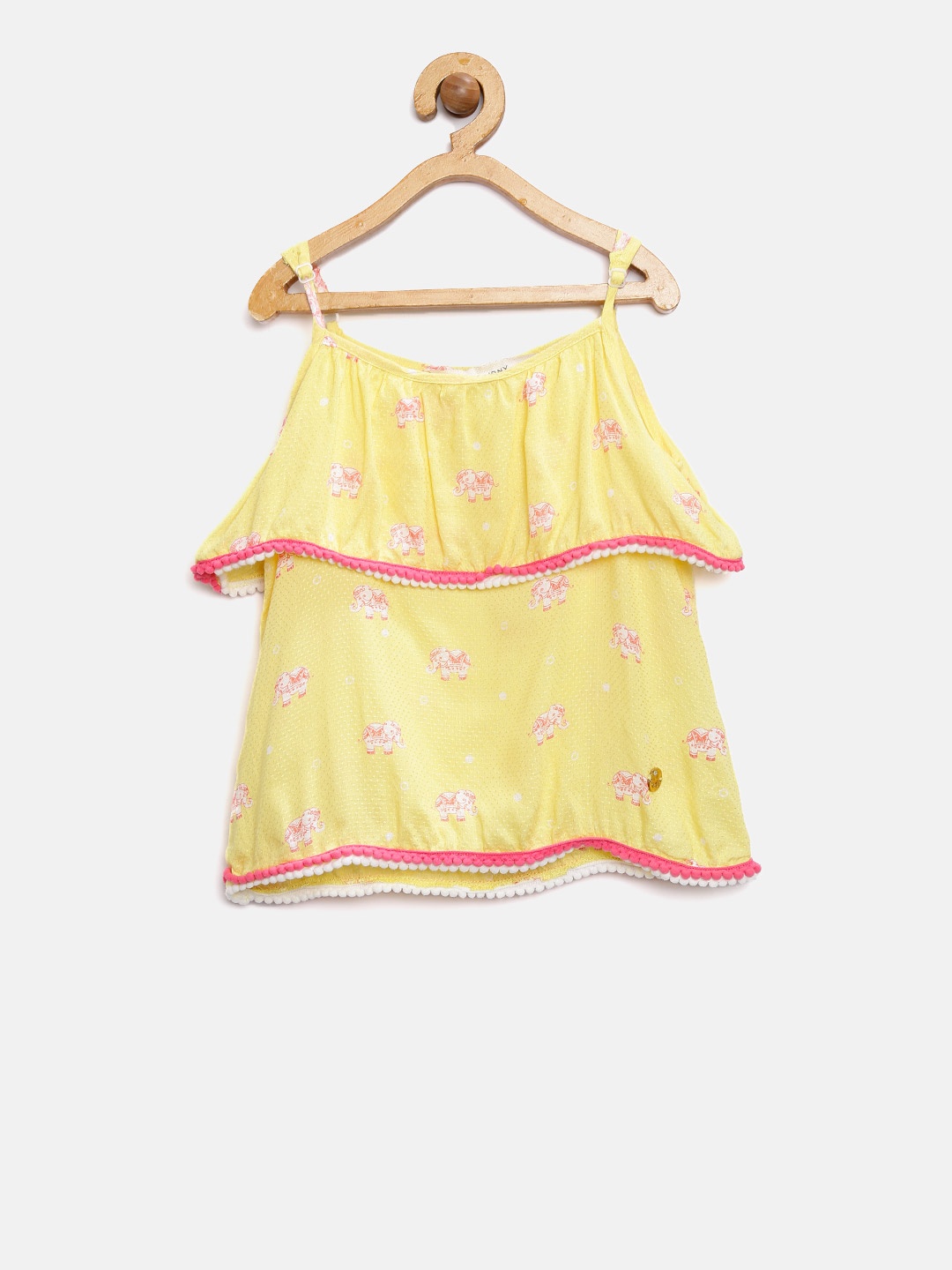 

Gini and Jony Girls Yellow Printed Layered Top