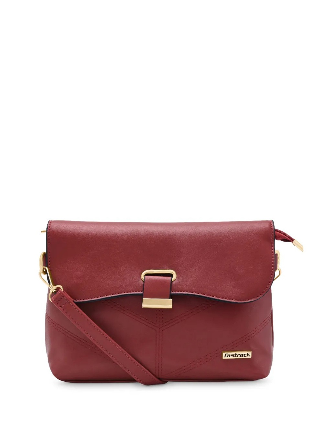 

Fastrack Women Solid Structured Sling Bag, Maroon