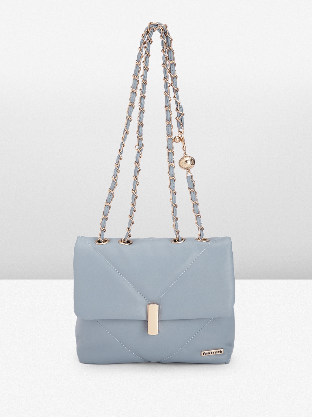 

Fastrack Structured Shoulder Bag with Quilted Detail, Blue