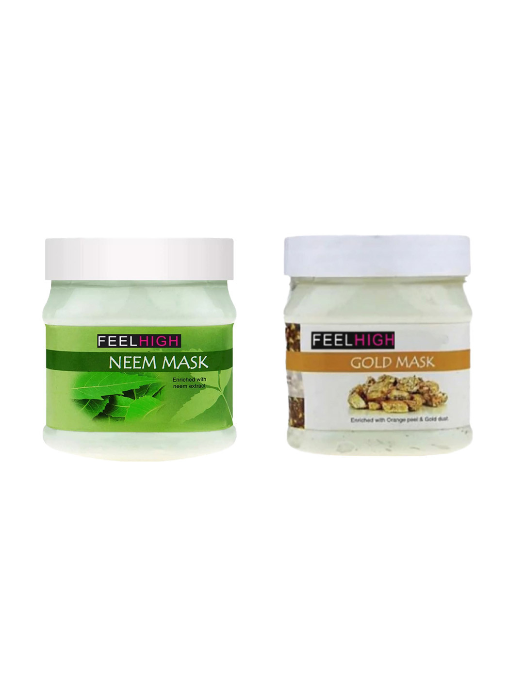 

FEELHIGH Set Of 2 Face Neem & Gold Mask-500ml Each, Green