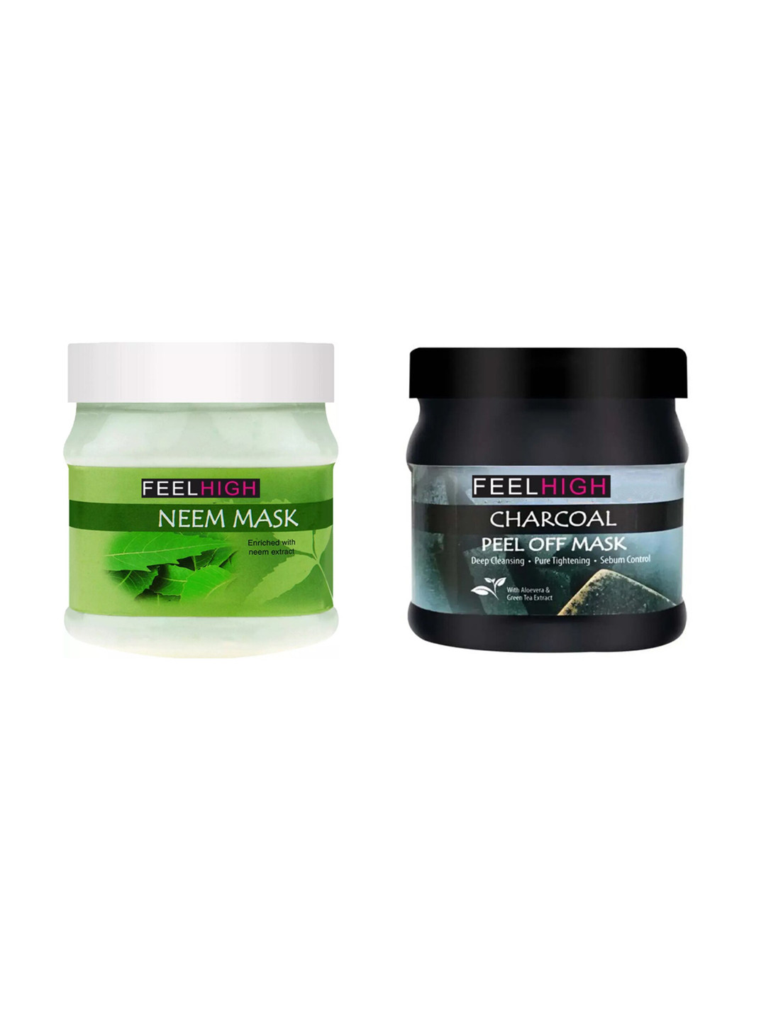 

FEELHIGH Set Of 2 Face Neem Mask & Charcoal Peel off Mask 500ml-Each, Multi