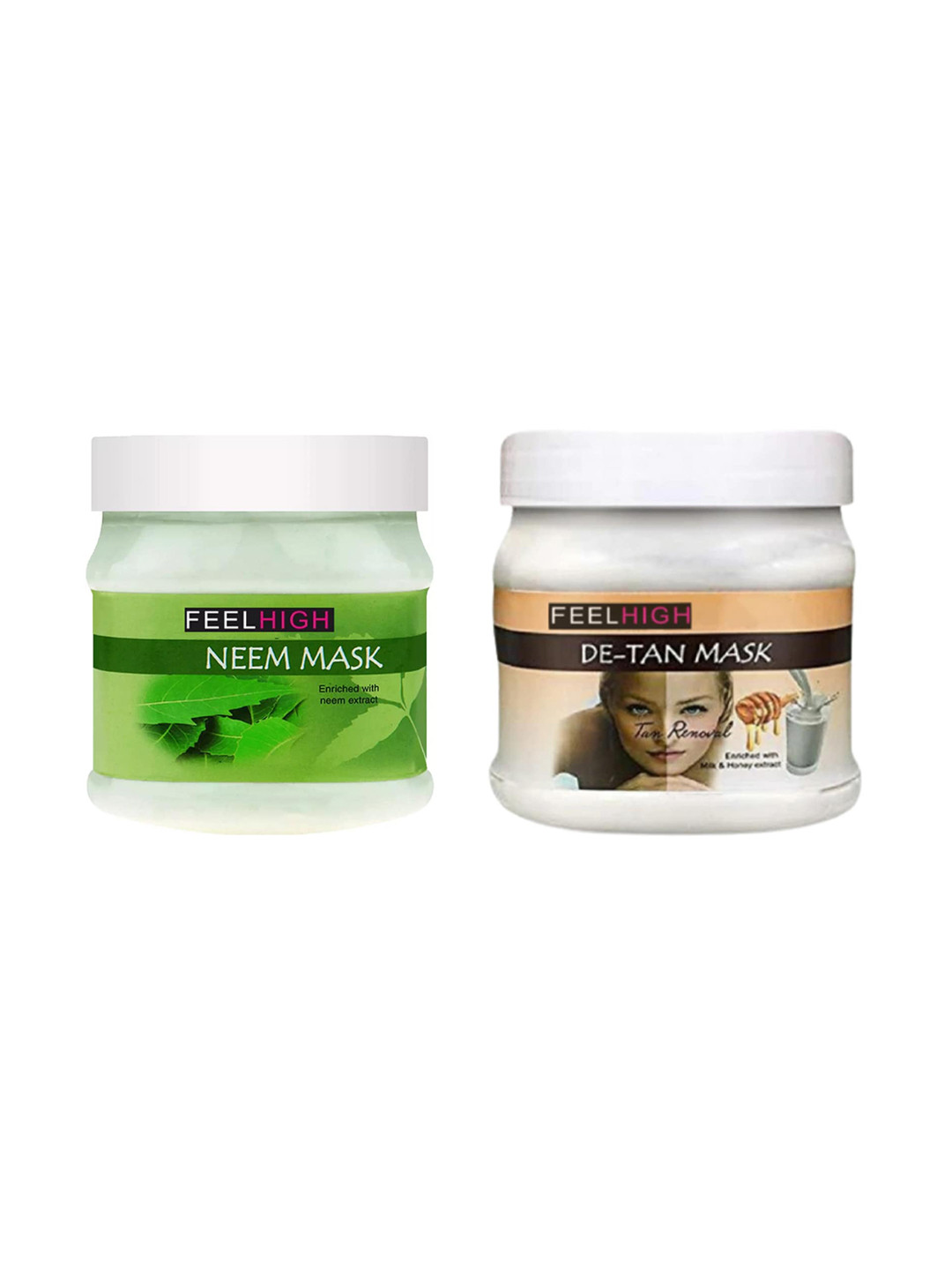 

FEELHIGH Set Of Face Neem Mask And De-tan Mask - 500ml Each, Multi