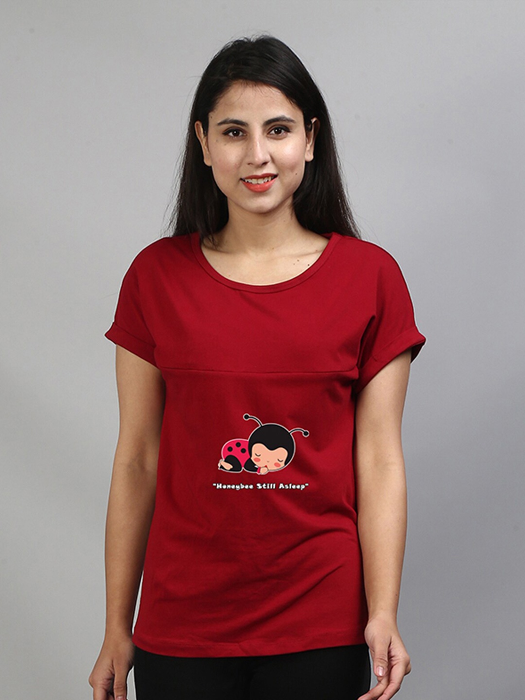 

SillyBoom Graphic Printed Maternity T- Shirt, Maroon