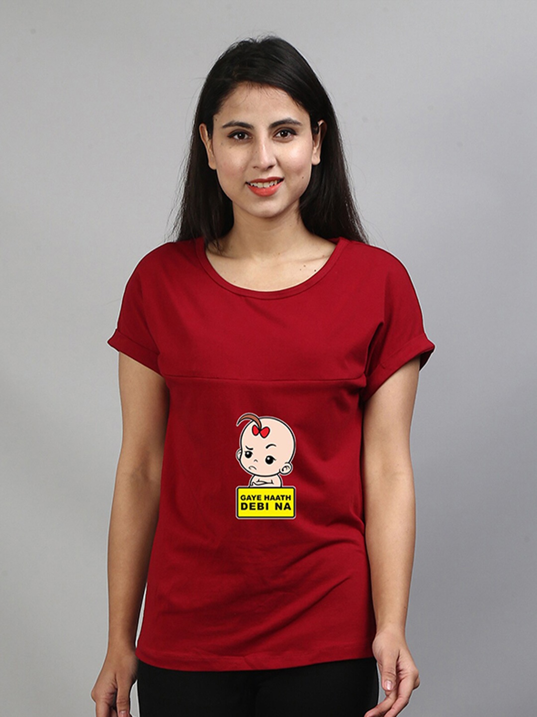 

SillyBoom Graphic Printed Maternity T-shirt, Maroon