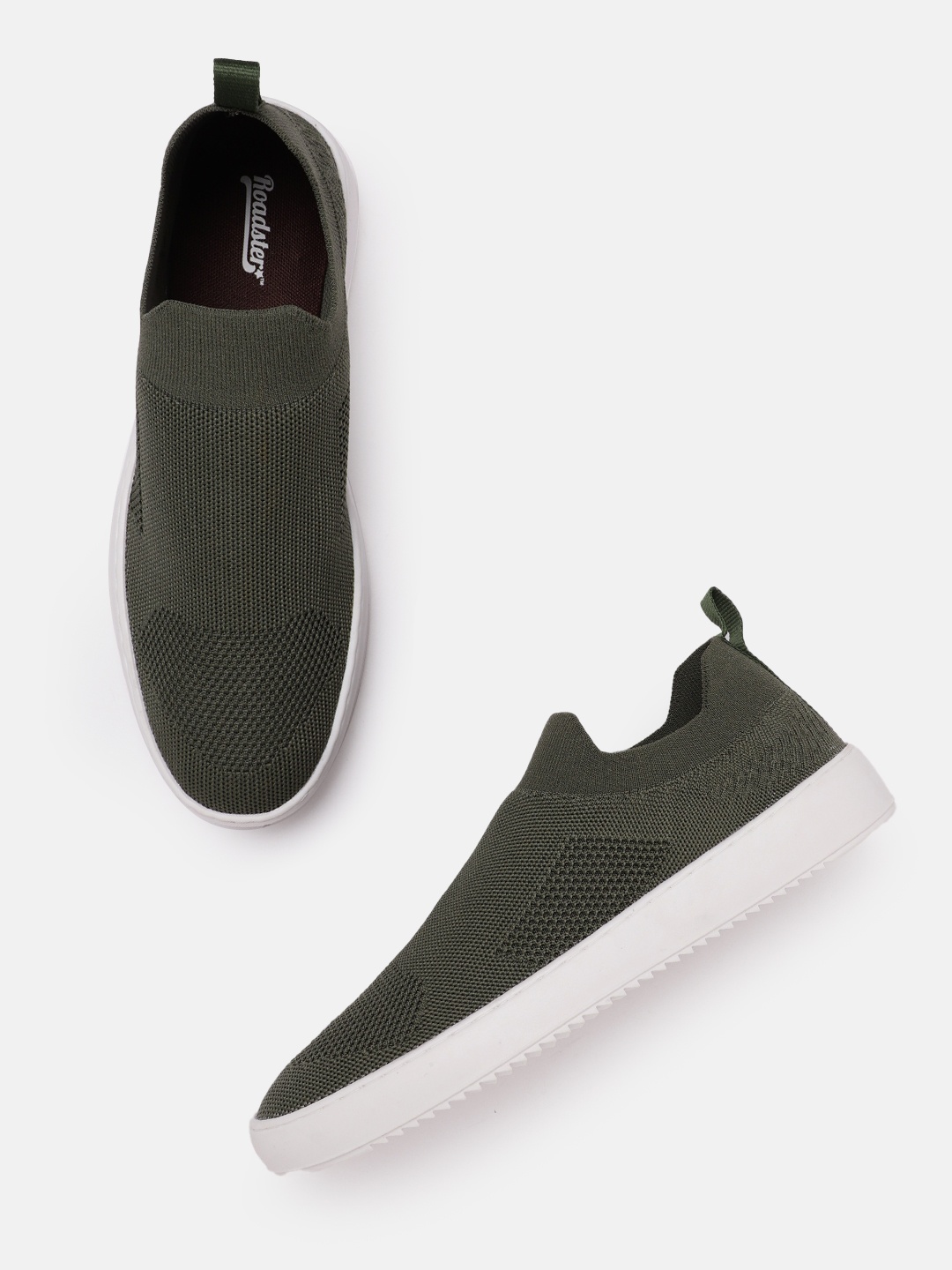 

The Roadster Lifestyle Co. Men Woven Design Slip-On Sneakers, Olive