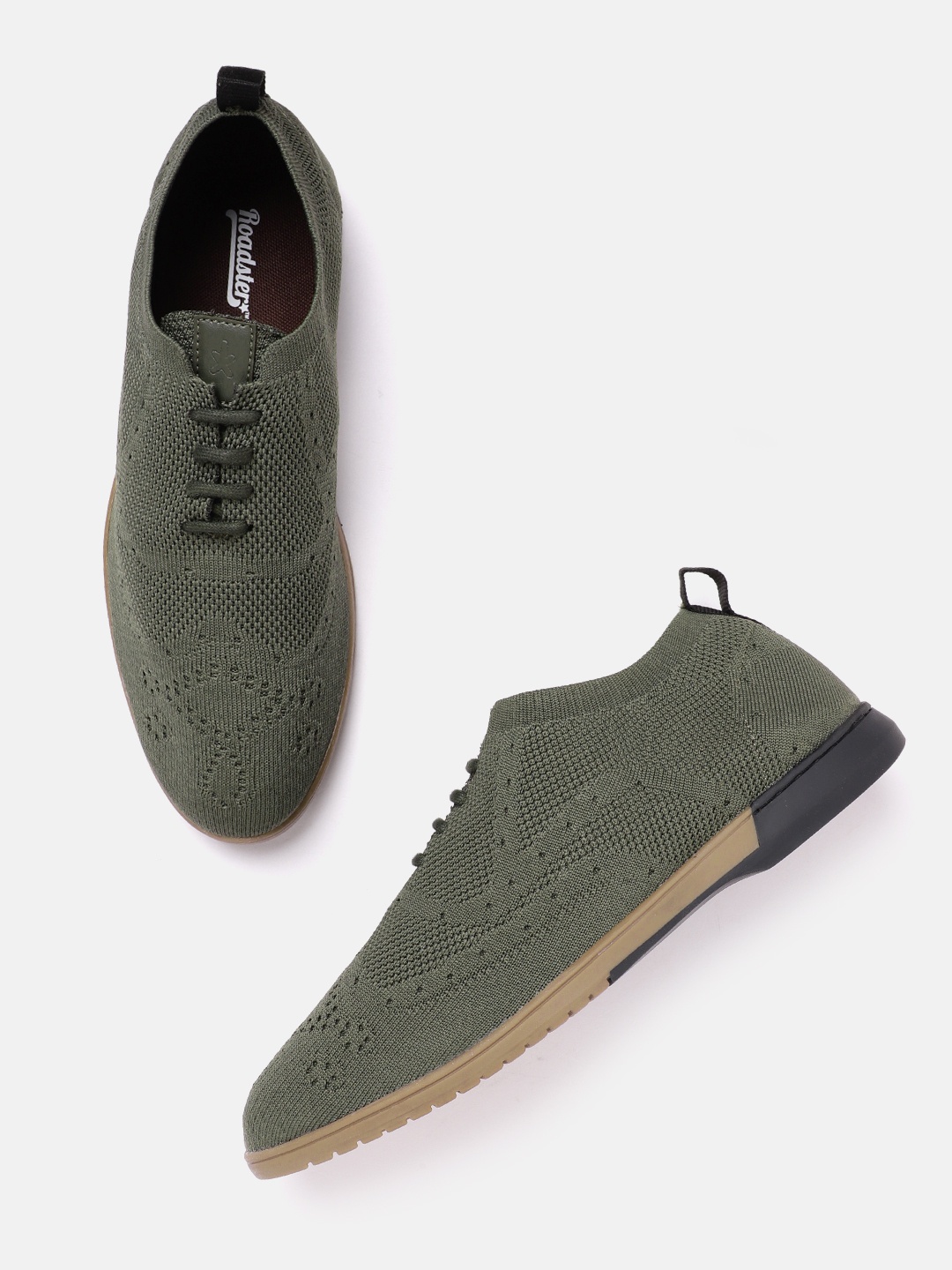 

The Roadster Lifestyle Co. Men Woven Design Sneakers, Olive