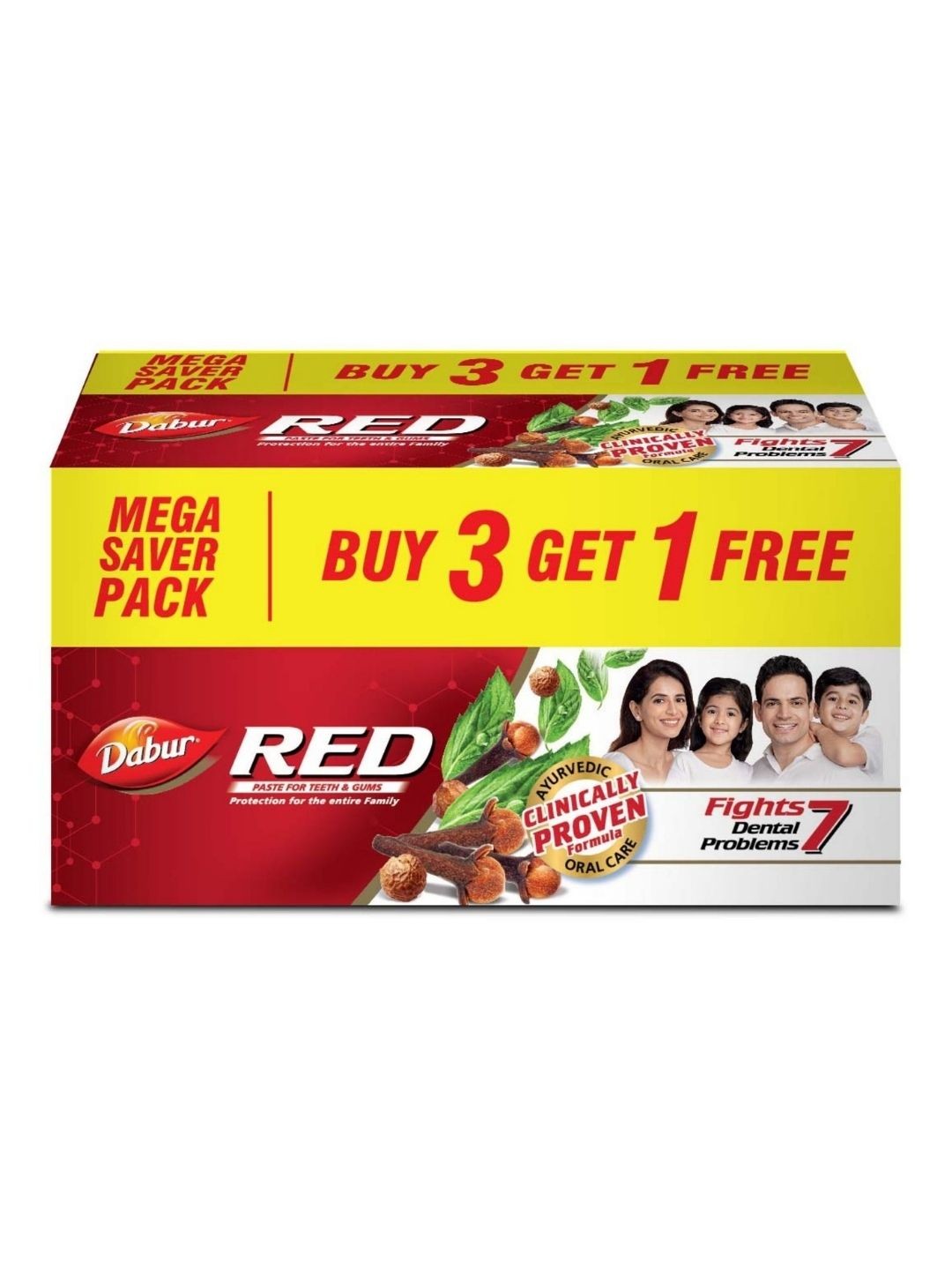 

Dabur Red Fluoride-Free Toothpaste For Whole Mouth Health - Buy 3 Get 1 Free - 150g each