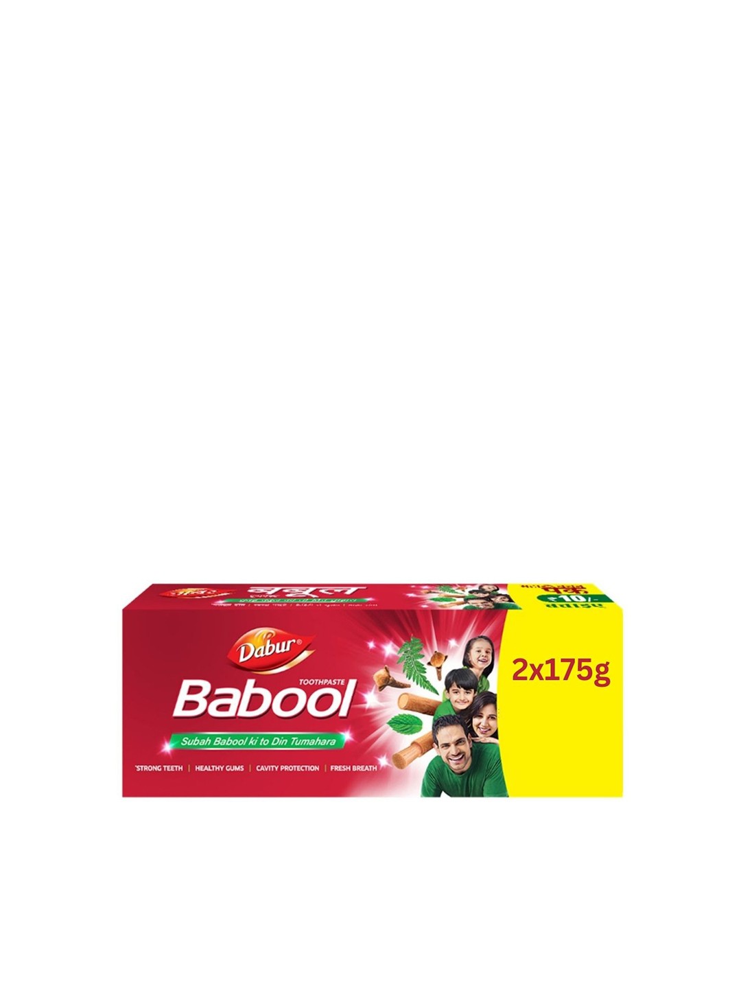 

Dabur Set of 2 Babool Ayurvedic Toothpaste Helps in Cavity Protection - 175g each, Red