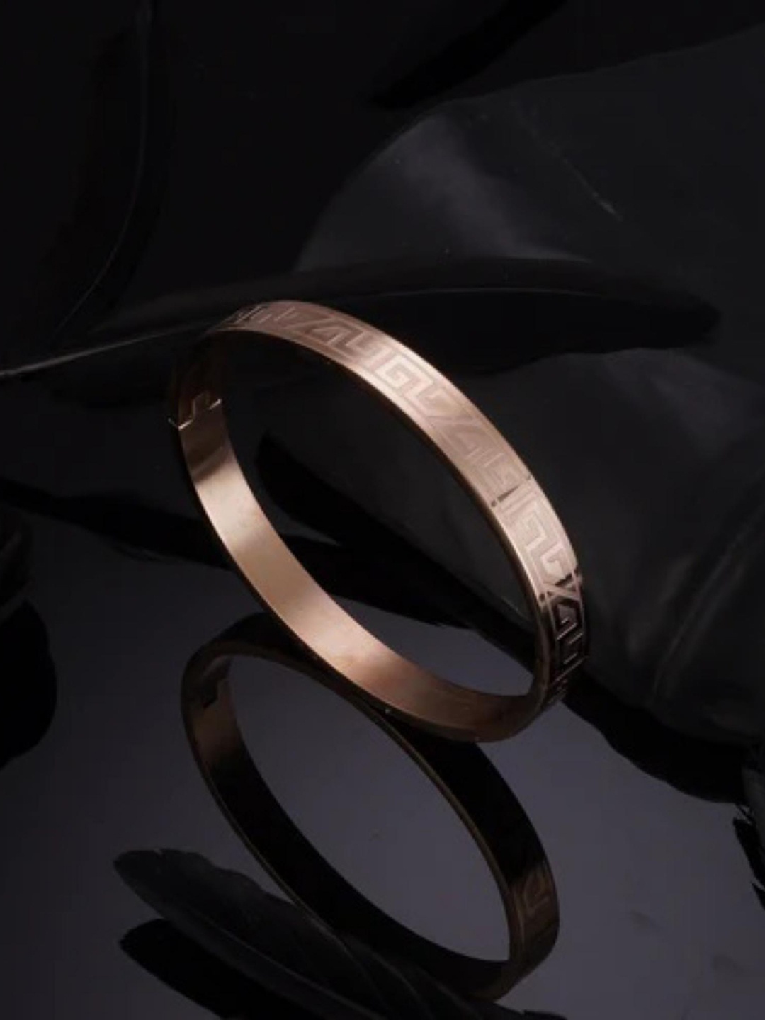 

MYKI Unisex Rose Gold-Plated Stainless Steel Kada Bracelet