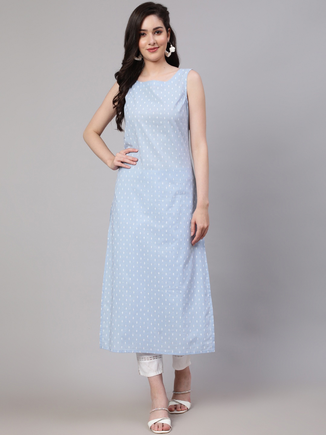 

Nayo Geometric Printed Cotton Straight Kurta, Blue