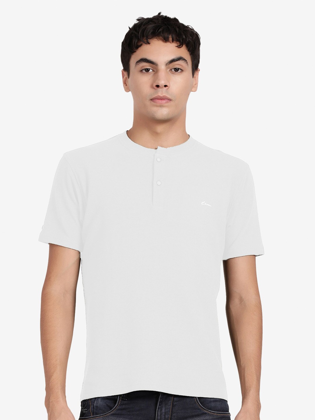 

t-base Henley Neck Casual T-shirt, White