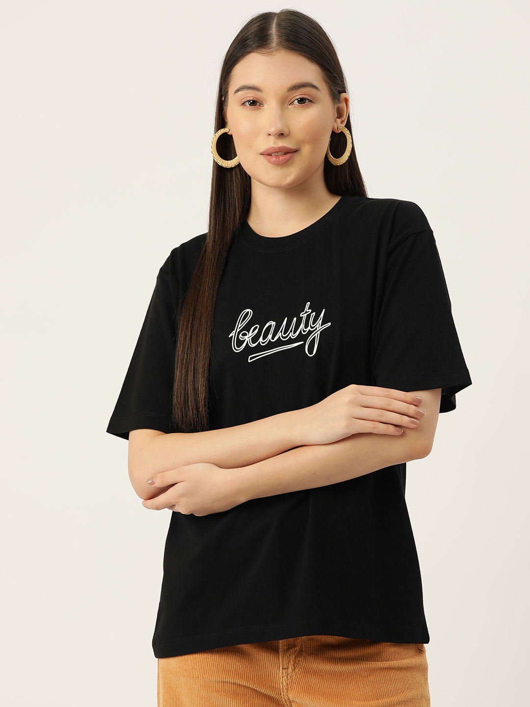 

Slenor Women Typography Printed T-shirt, Black