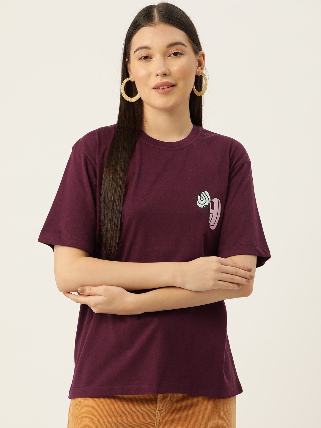 

Slenor Women Printed T-shirt, Maroon