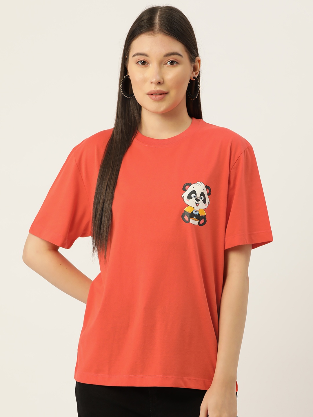 

Slenor Women Printed T-shirt, Orange