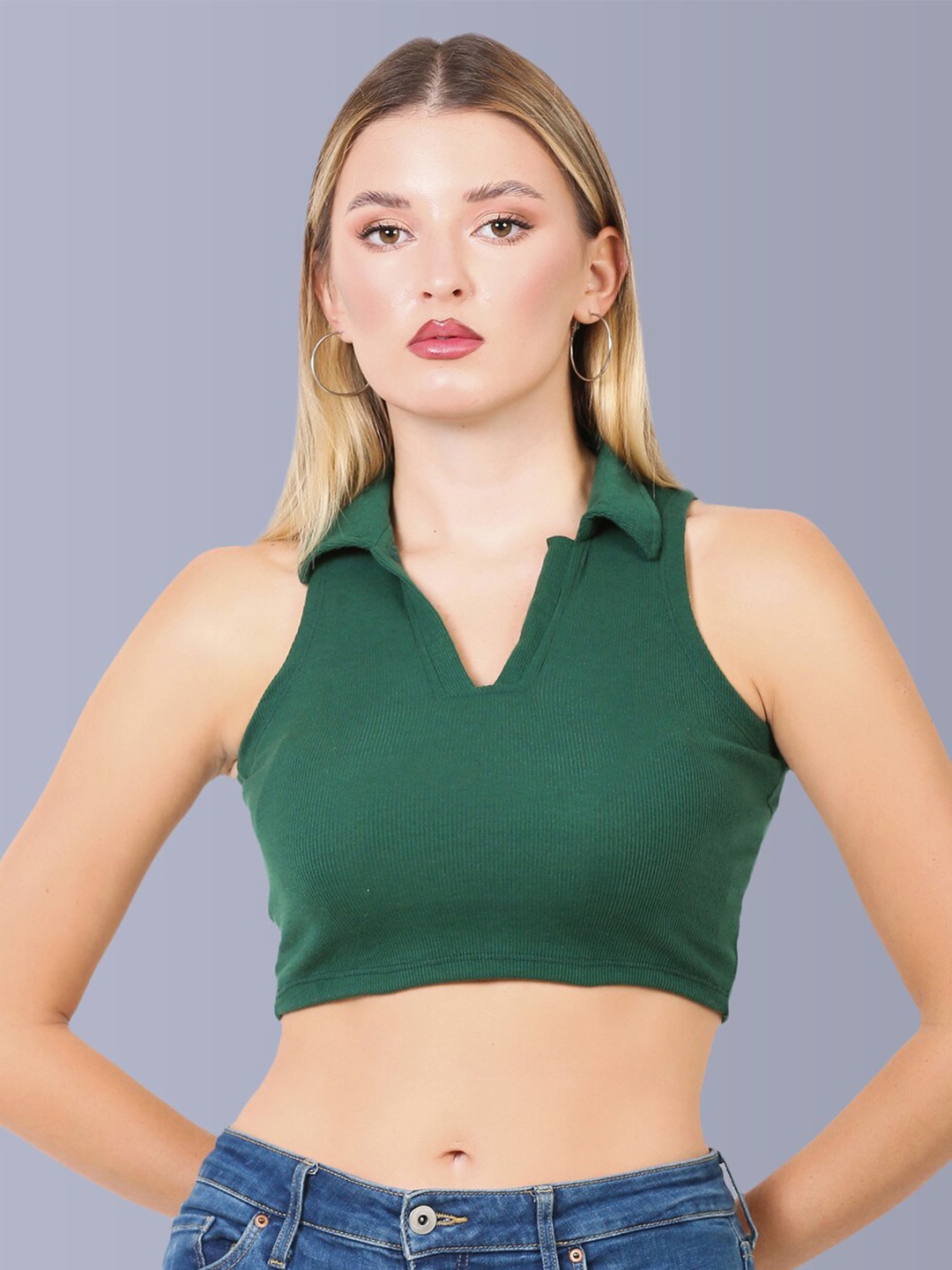 

Fasha Fitted Crop Top, Green