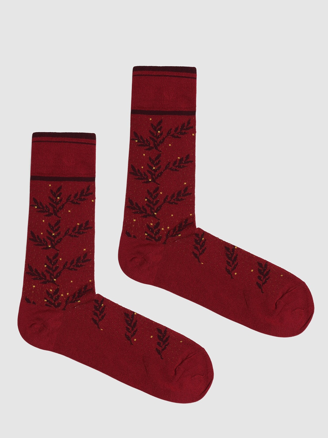 

Blackberrys Men Pack Of 2 Patterned Calf Length Cotton Socks, Red