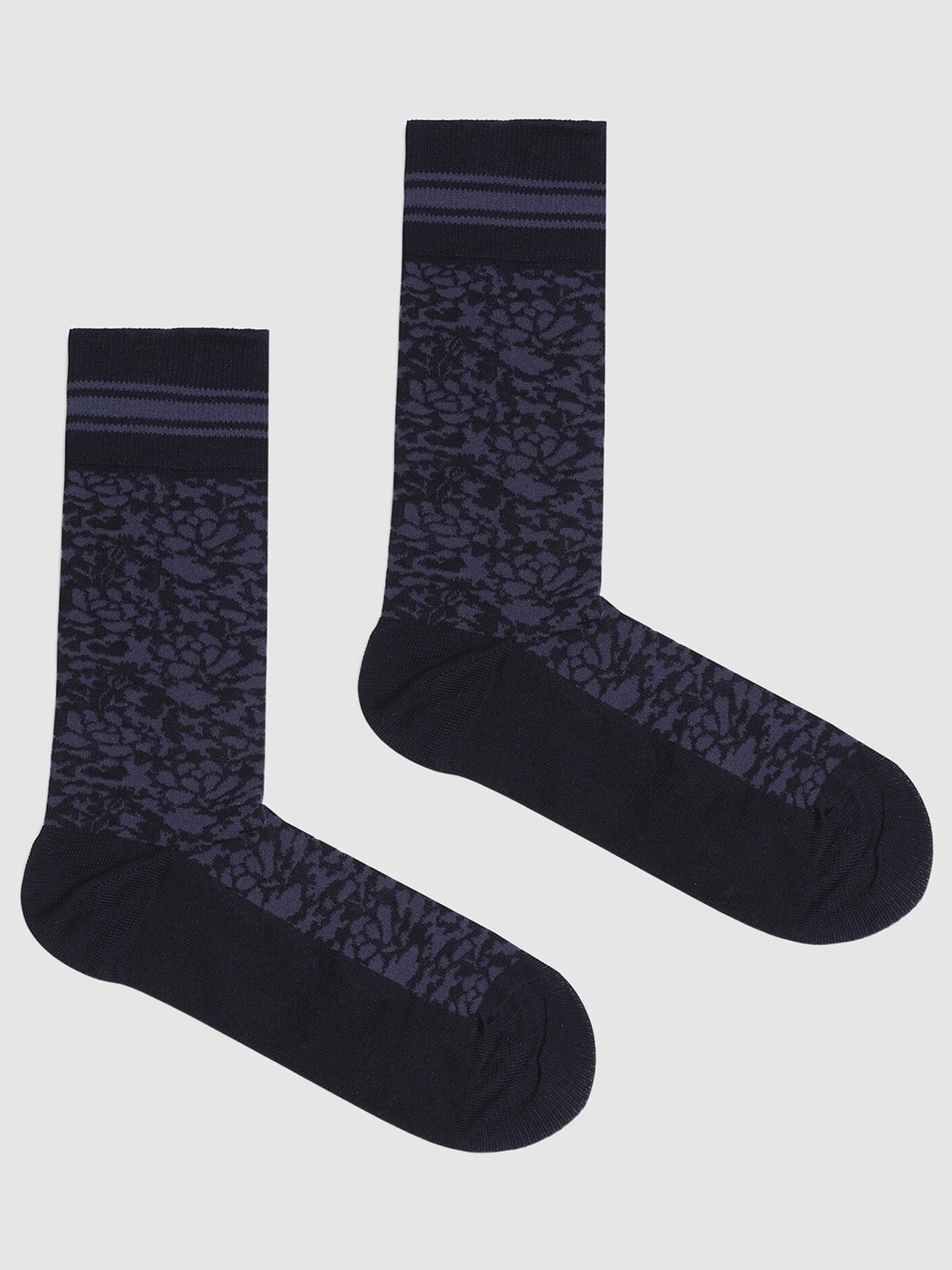 

Blackberrys Men Patterned Cotton Calf Length Socks, Navy blue