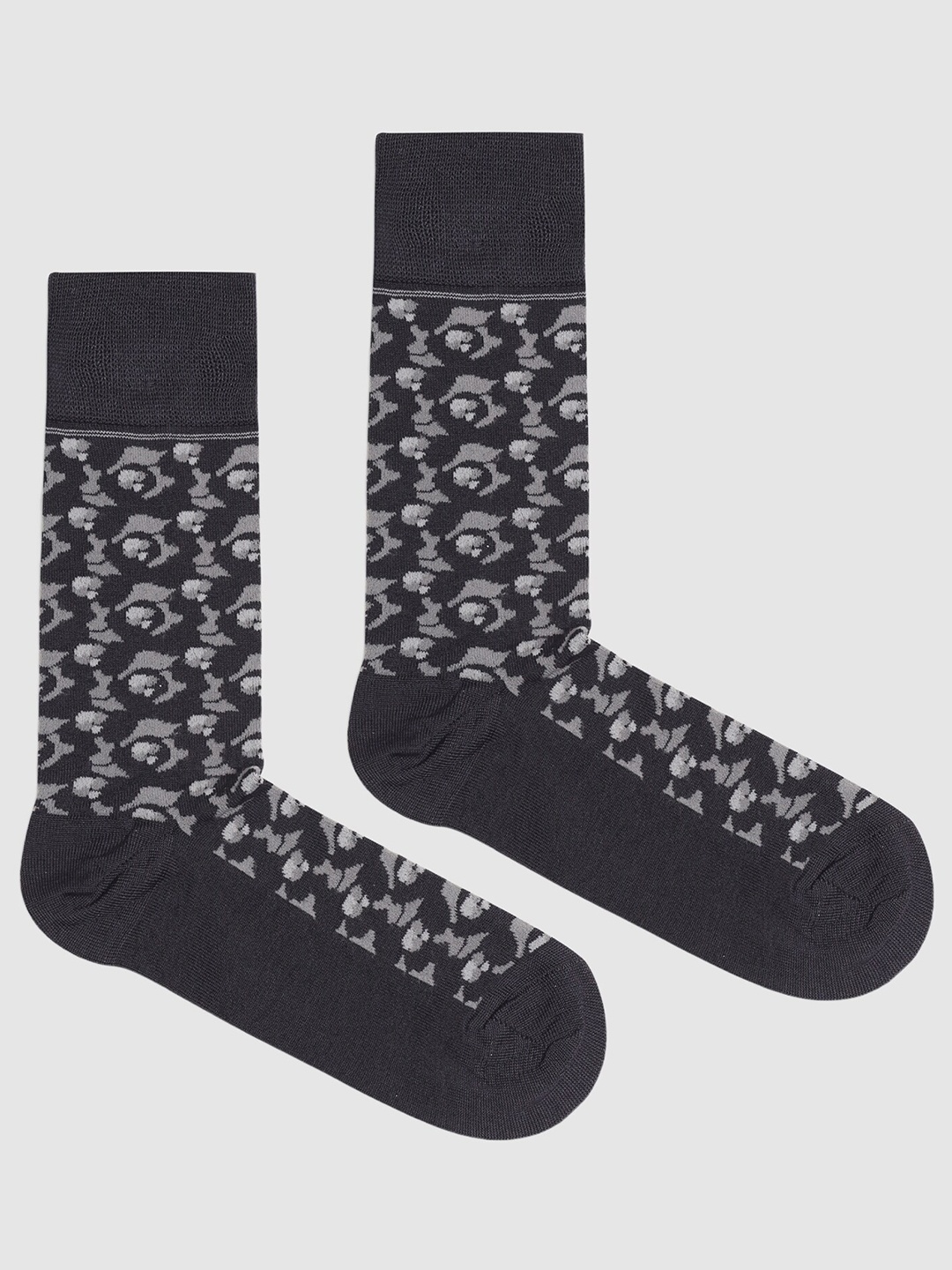 

Blackberrys Men Patterned Cotton Calf Length Socks, Grey