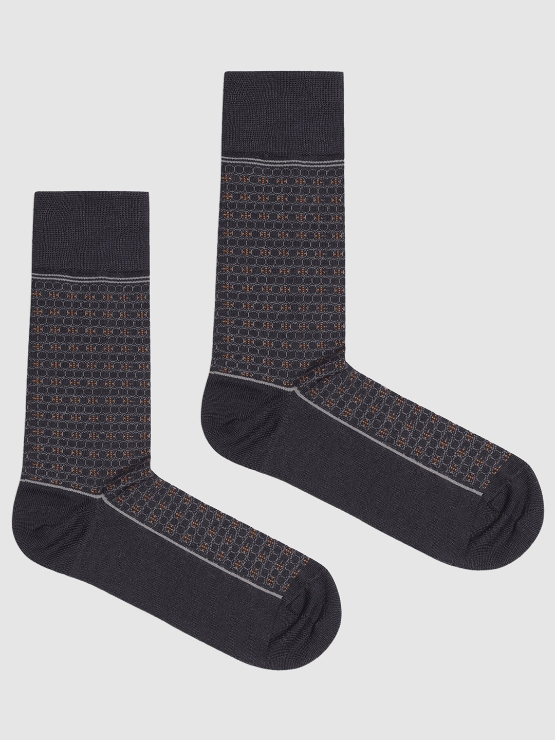 

Blackberrys Men Patterned Cotton Calf Length Socks, Grey