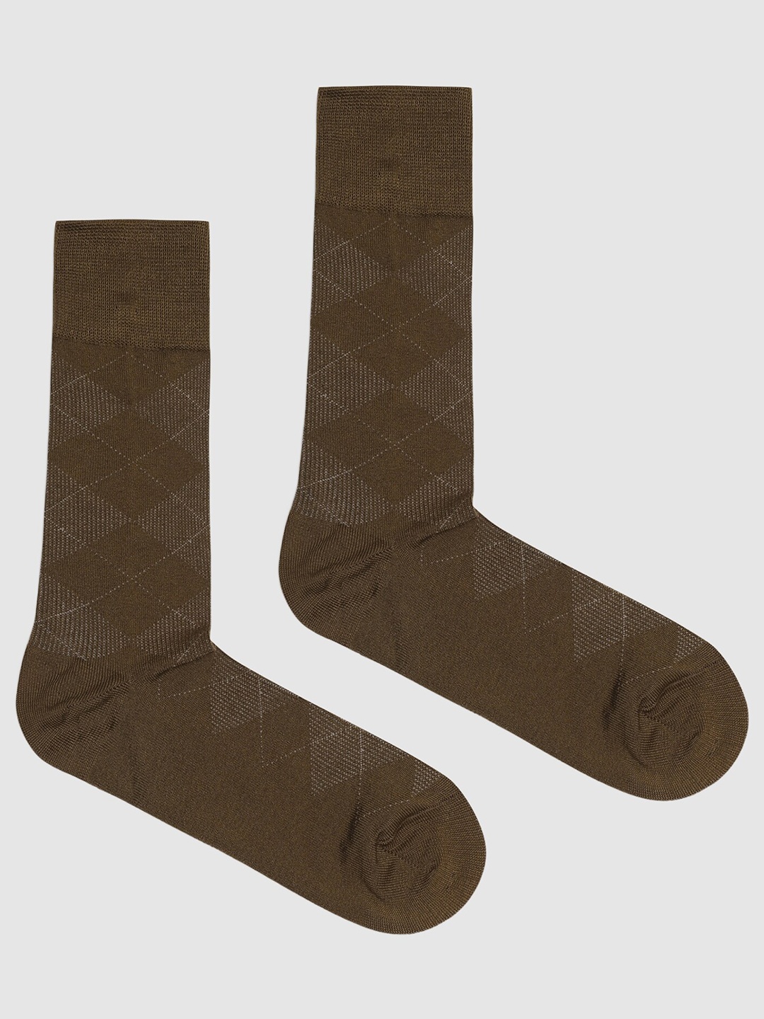 

Blackberrys Men Patterned Cotton Calf Length Socks, Olive