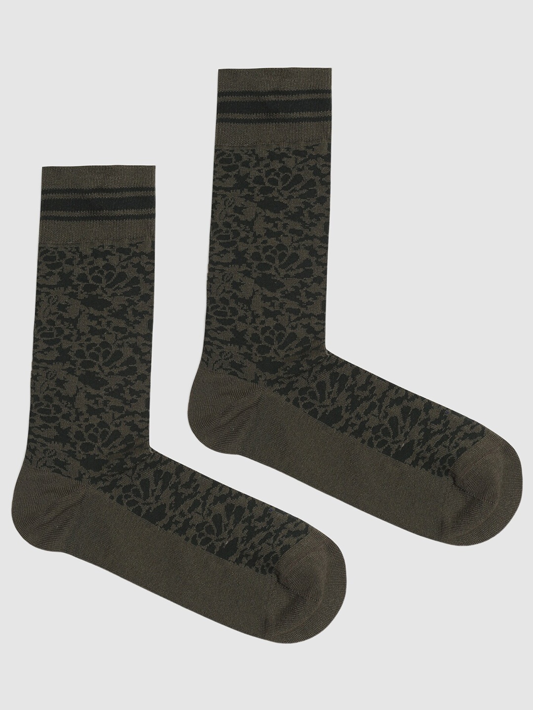 

Blackberrys Men Patterned Cotton Calf Length Socks, Olive