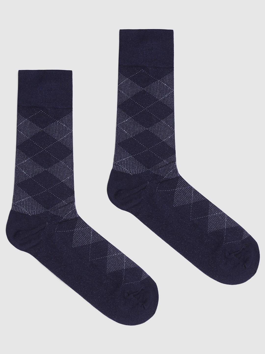 

Blackberrys Men Patterned Cotton Calf Length Socks, Navy blue