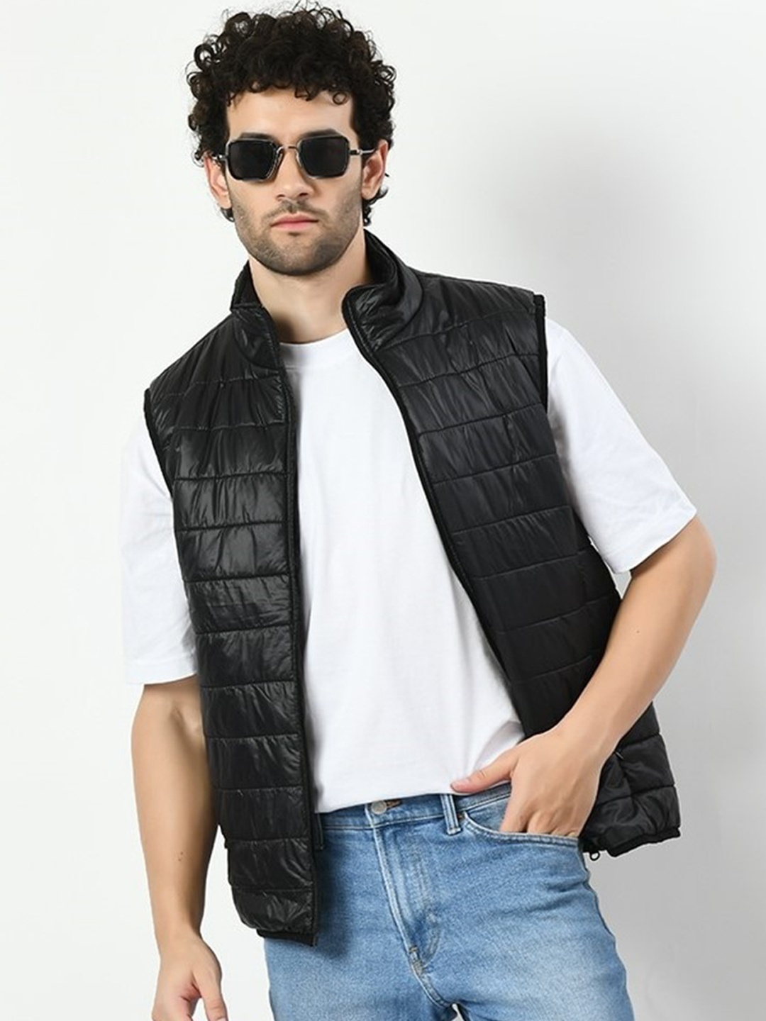

TBOJ Mock Collar Sleeveless Lightweight Puffer Jacket, Black