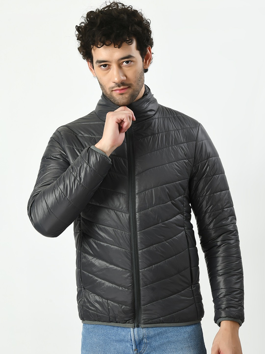 

TBOJ Lightweight Padded Jacket With Detachable Hood, Grey