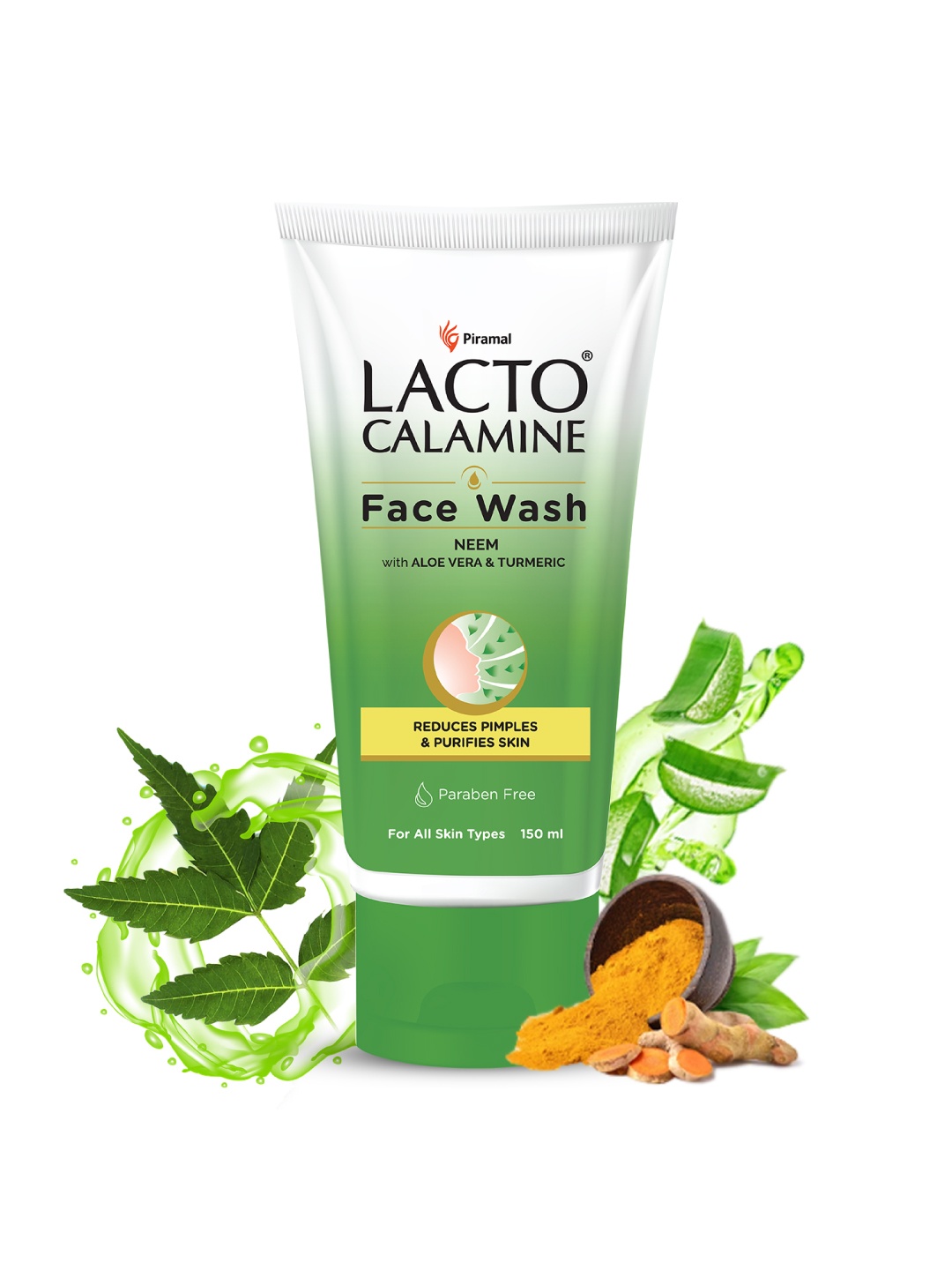 

Lacto Calamine Face Wash with Neem, Aloe Vera & Turmeric to Reduce Pimples - 150 ml, Green