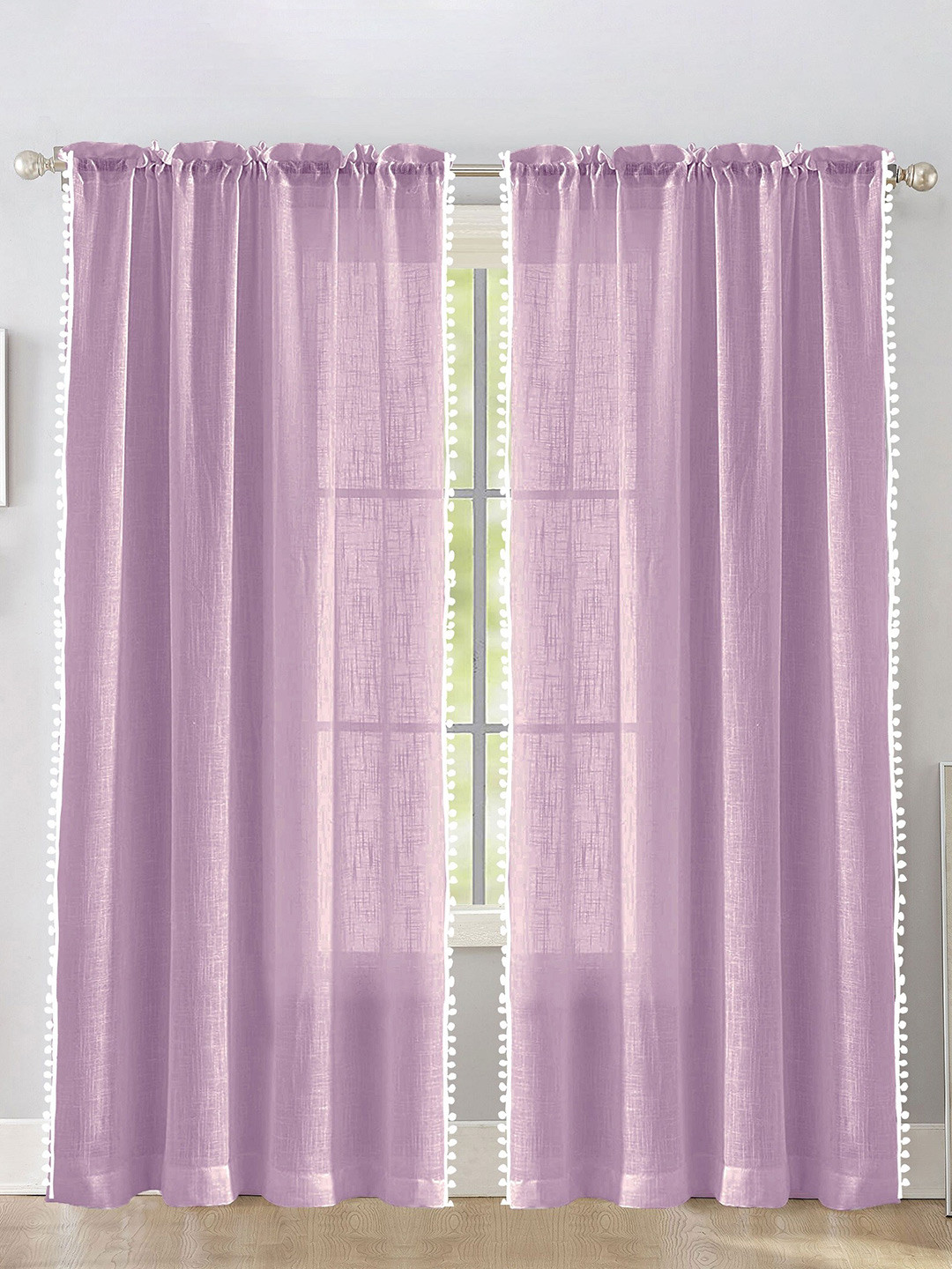

HOMEMONDE Purple 2-Pieces Sheer Long Door Curtains