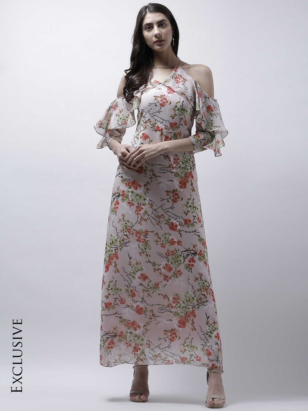 

Athena Women Pink Printed Fit & Flare Dress