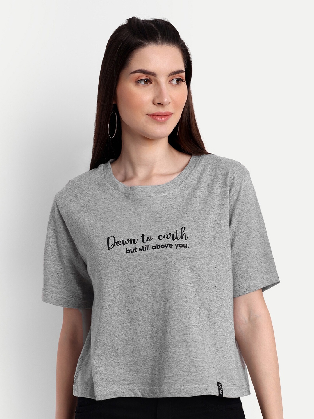 

VISO Typography Printed Cotton T-shirt, Grey