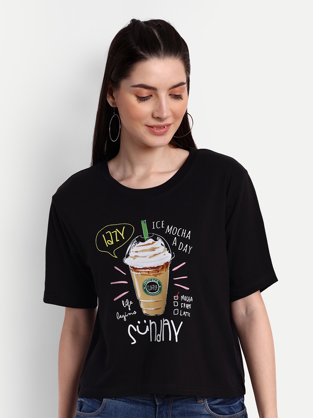 VISO Typography Printed T-shirt, Black