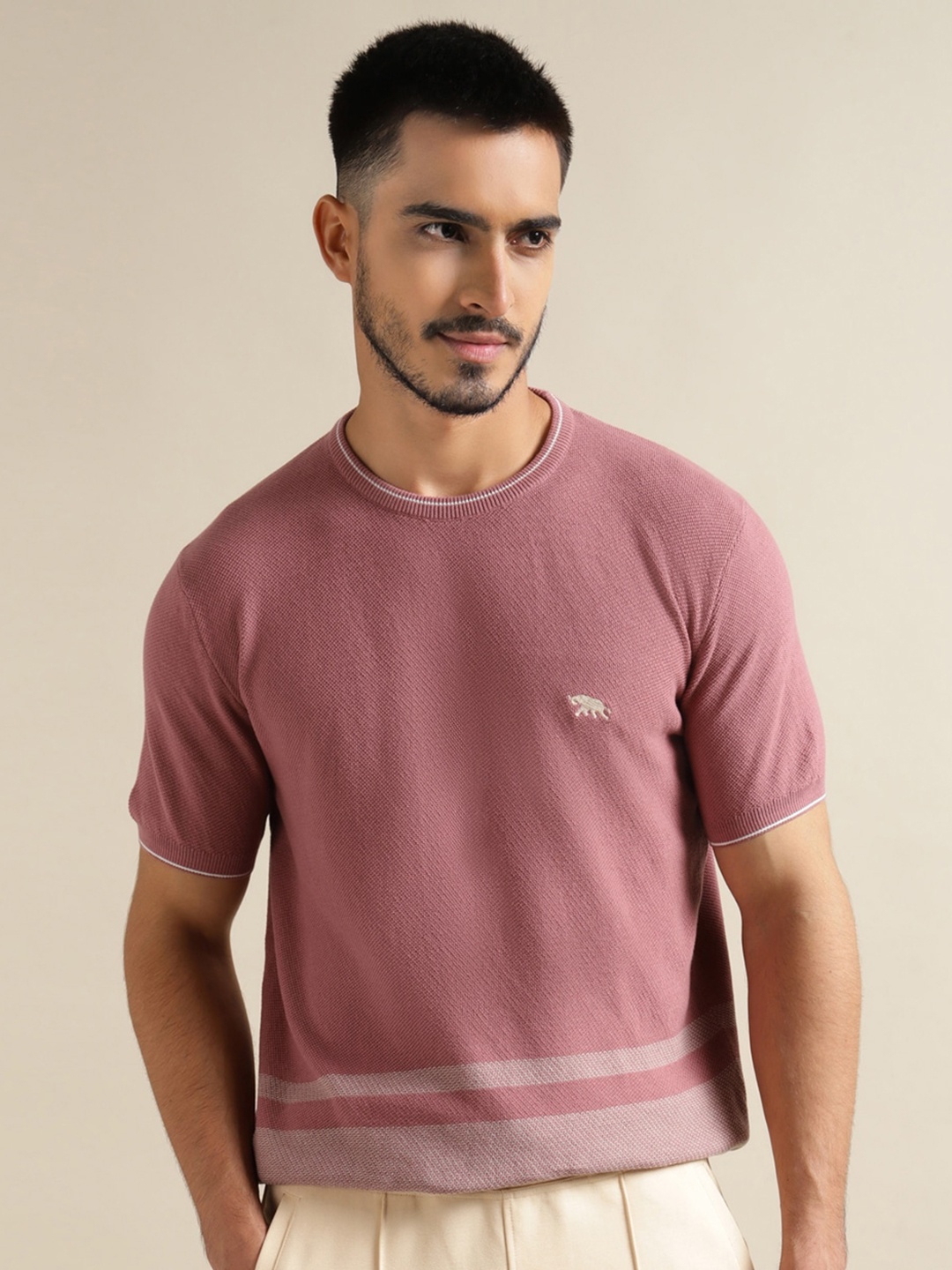 

Andamen Round Neck Cotton T-Shirt, Pink