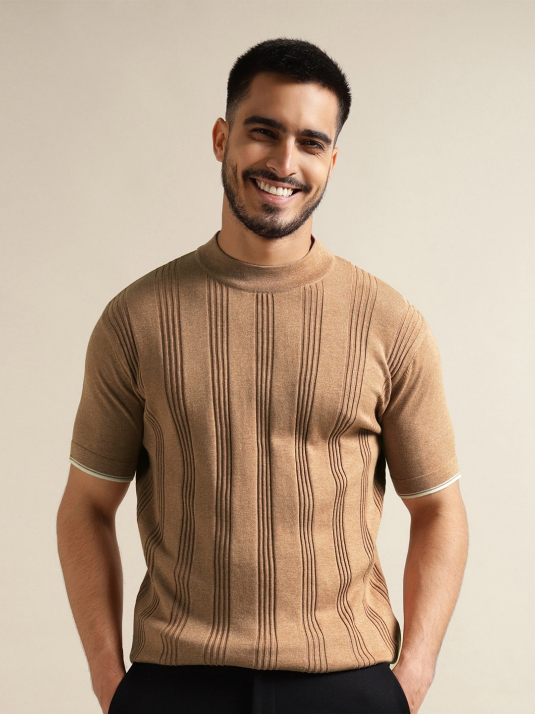 

Andamen Round Neck Cotton T-Shirt, Brown
