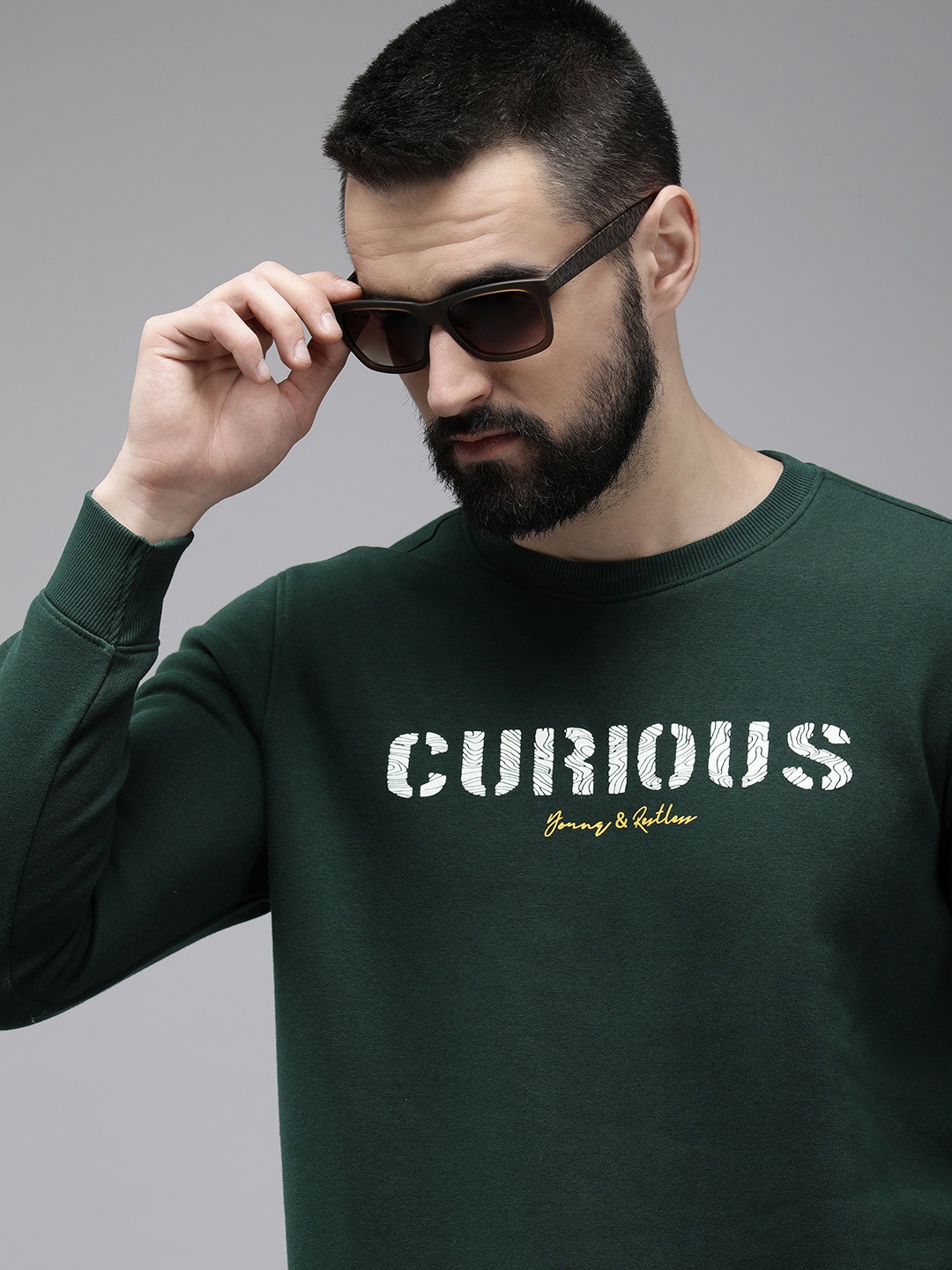 

SPYKAR Typography Printed Pullover Sweatshirt, Green