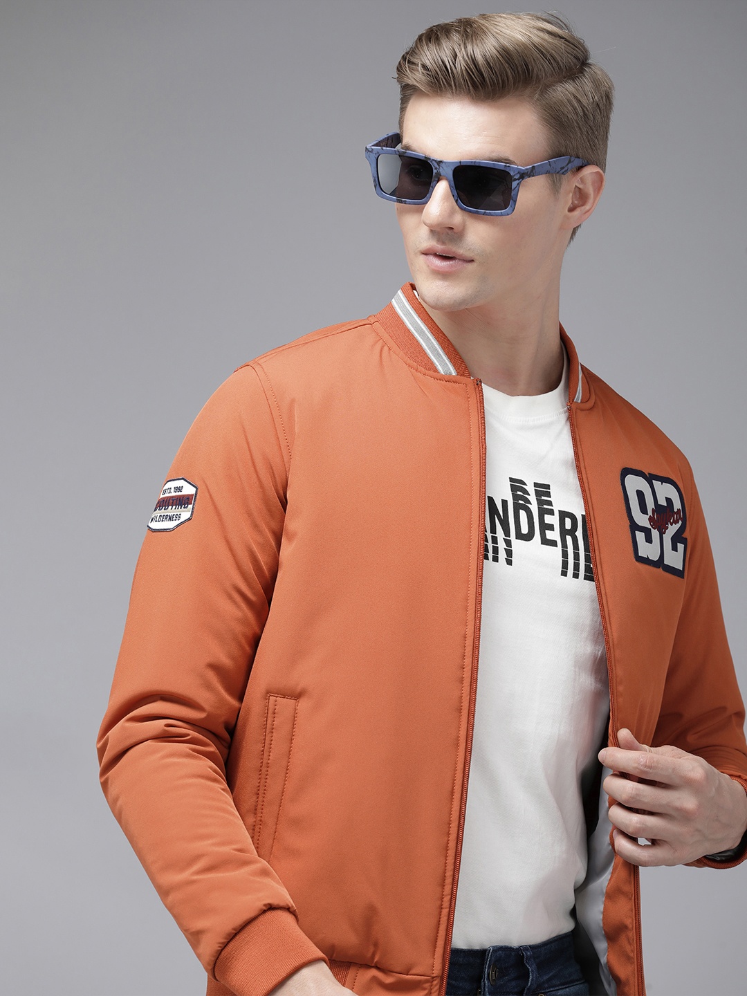 

SPYKAR Solid Lightweight Outdoor Bomber Jacket, Orange