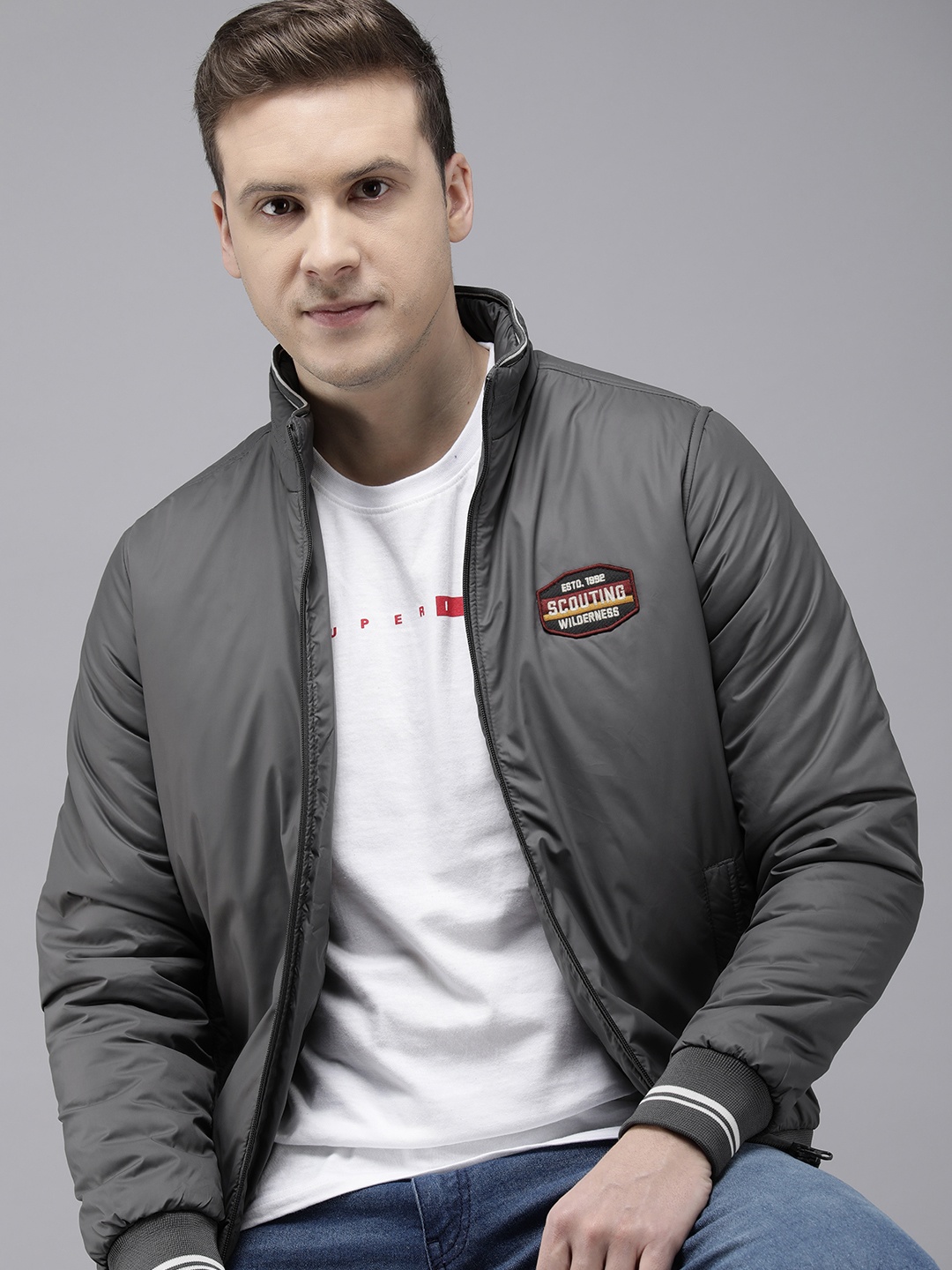 

SPYKAR Solid Lightweight Outdoor Bomber Jacket, Charcoal