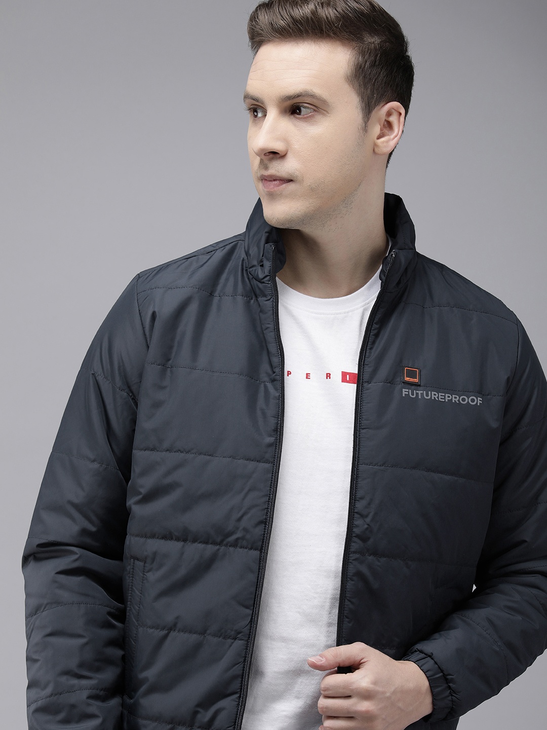 

SPYKAR Solid Insulator Outdoor Puffer Jacket, Navy blue