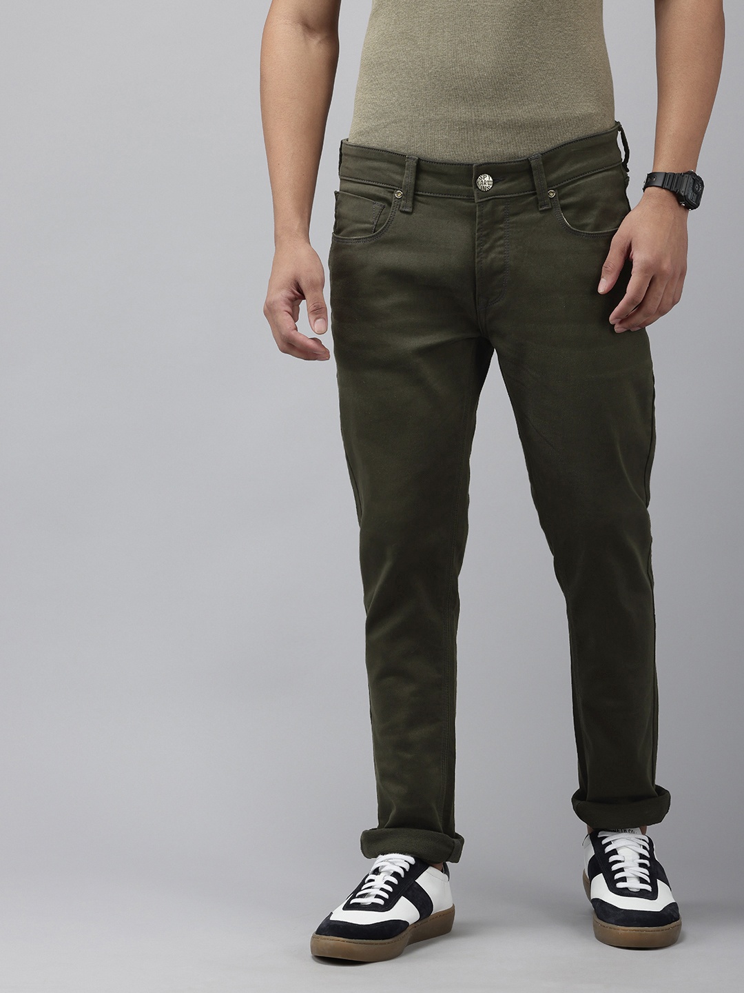 

SPYKAR Men Slim Skinny Fit Low-Rise Stretchable Jeans, Olive